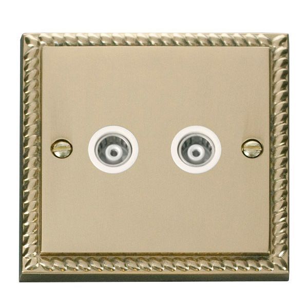 Click GCBR159WH Deco Georgian Style 2 Gang Isolated Co-Axial Socket - White Insert