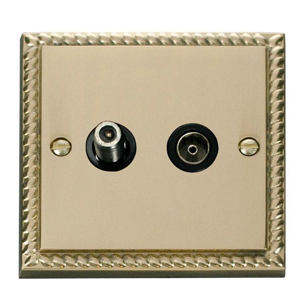 Click GCBR170BK Deco Georgian Style Non-Isolated Co-Axial and Satellite Socket - Black Insert