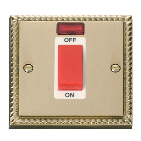 Click GCBR201WH Deco Georgian Style 1 Gang 45A 2 Pole Neon Switch - White Insert