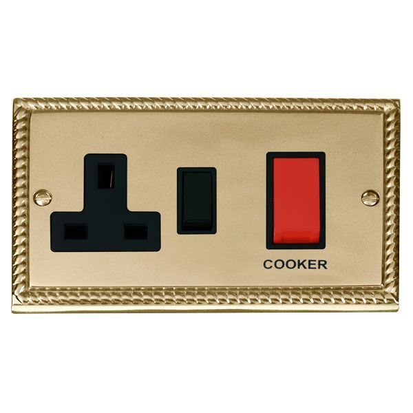 Click GCBR204BK Deco Georgian Style 45A Cooker Switch Unit with 13A 2 Pole Switched Socket - Black Insert