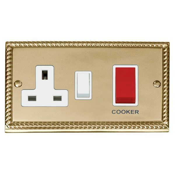 Click GCBR204WH Deco Georgian Style 45A Cooker Switch Unit with 13A 2 Pole Switched Socket - White Insert