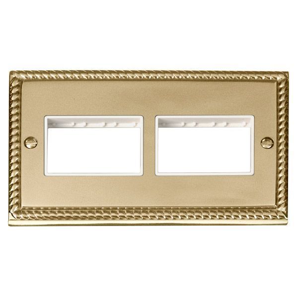 Click GCBR406WH MiniGrid Georgian Style 2 Gang 2x3 Aperture Deco Unfurnished Front Plate - White Insert