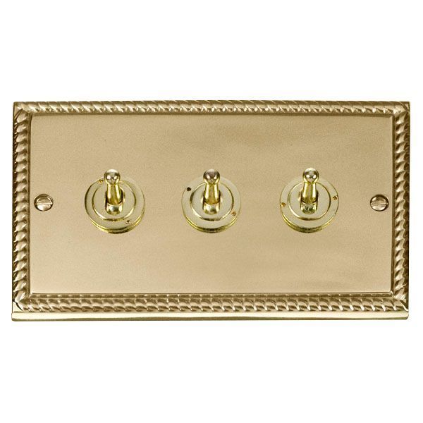 Click GCBR423 Deco Georgian Style 3 Gang 10AX 2 Way Dolly Toggle Switch