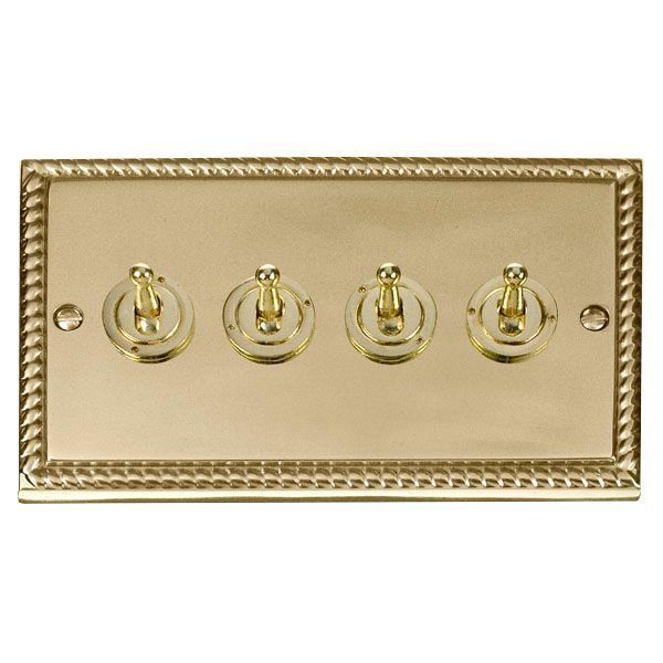 Click GCBR424 Deco Georgian Style 4 Gang 10AX 2 Way Dolly Toggle Switch