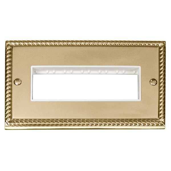 Click GCBR426WH MiniGrid Georgian Style 2 Gang 6 In-Line Aperture Deco Unfurnished Front Plate - White Insert
