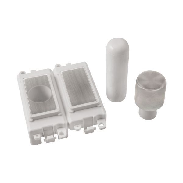 Click GM150PWSS GridPro Stainless Steel 2 Module Dimmer Mounting Kit - White Insert