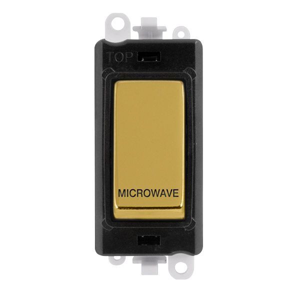 Click GM2018BKBR-MW GridPro Polished Brass 20AX 2 Pole MICROWAVE Switch Module - Black Insert