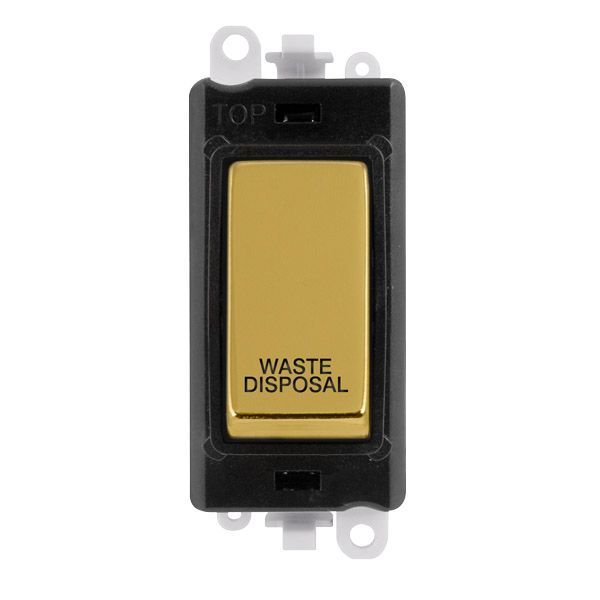 Click GM2018BKBR-WD GridPro Polished Brass 20AX 2 Pole WASTE DISPOSAL Switch Module - Black Insert