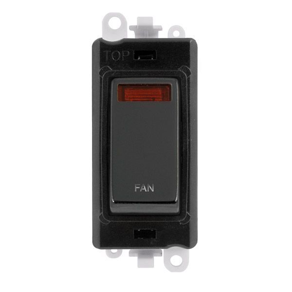 Click GM2018NBKBN-FN GridPro Black Nickel 20AX 2 Pole Neon FAN Switch Module - Black Insert
