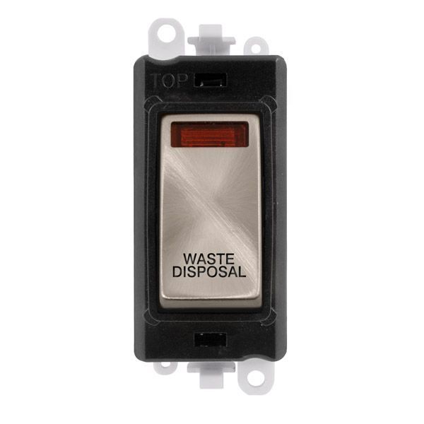 Click GM2018NBKBS-WD GridPro Brushed Steel 20AX 2 Pole Neon WASTE DISPOSAL Switch Module - Black Insert