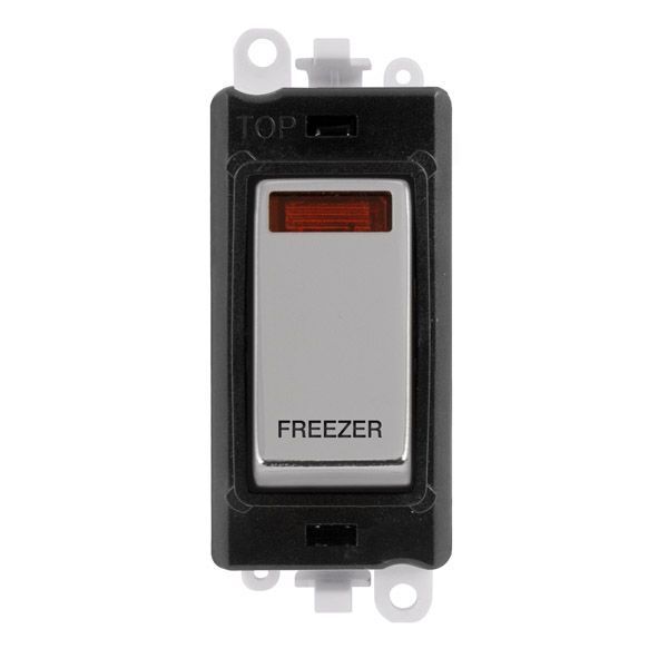 Click GM2018NBKCH-FZ GridPro Polished Chrome 20AX 2 Pole Neon FREEZER Switch Module - Black Insert