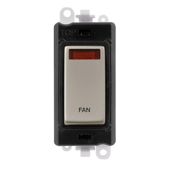 Click GM2018NBKPN-FN GridPro Pearl Nickel 20AX 2 Pole Neon FAN Switch Module - Black Insert