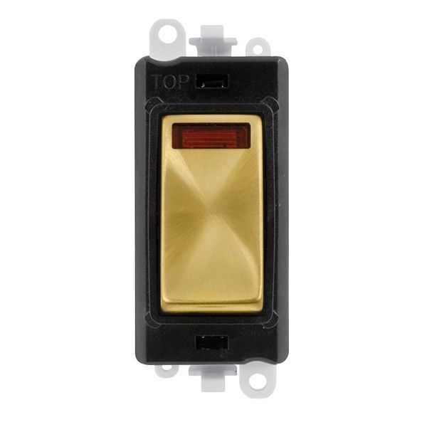 Click GM2018NBKSB GridPro Satin Brass 20AX 2 Pole Neon Switch Module - Black Insert