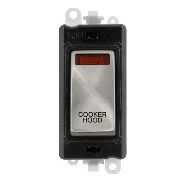 Click GM2018NBKSC-CH GridPro Satin Chrome 20AX 2 Pole Neon COOKER HOOD Switch Module - Black Insert