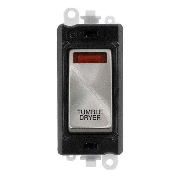 Click GM2018NBKSC-TD GridPro Satin Chrome 20AX 2 Pole Neon TUMBLE DRYER Switch Module - Black Insert