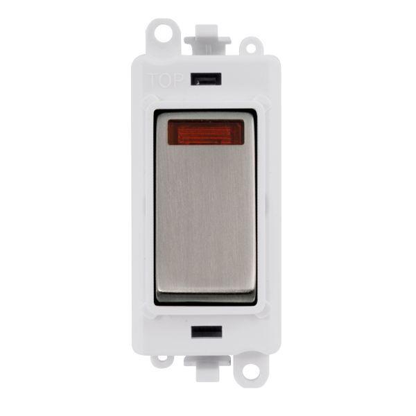Click GM2018NPWSS GridPro Stainless Steel 20AX 2 Pole Neon Switch Module - White Insert