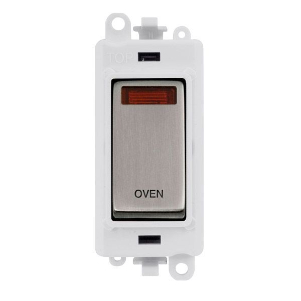 Click GM2018NPWSS-OV GridPro Stainless Steel 20AX 2 Pole Neon OVEN Switch Module - White Insert
