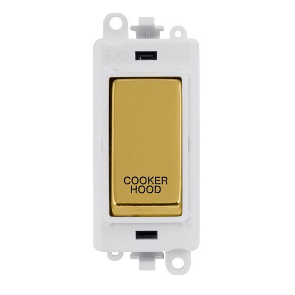 Click GM2018PWBR-CH GridPro Polished Brass 20AX 2 Pole COOKER HOOD Switch Module - White Insert