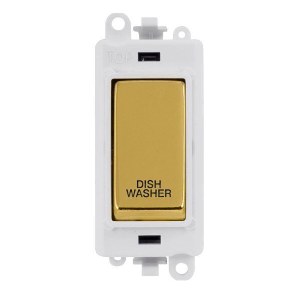 Click GM2018PWBR-DW GridPro Polished Brass 20AX 2 Pole DISHWASHER Switch Module - White Insert
