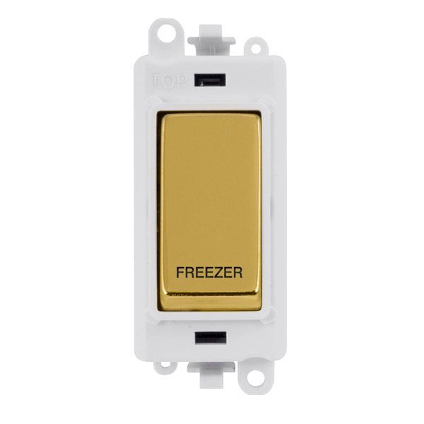 Click GM2018PWBR-FZ GridPro Polished Brass 20AX 2 Pole FREEZER Switch Module - White Insert
