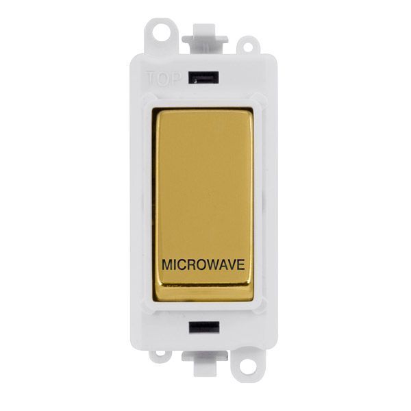 Click GM2018PWBR-MW GridPro Polished Brass 20AX 2 Pole MICROWAVE Switch Module - White Insert