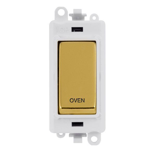 Click GM2018PWBR-OV GridPro Polished Brass 20AX 2 Pole OVEN Switch Module - White Insert