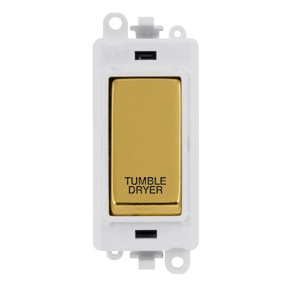 Click GM2018PWBR-TD GridPro Polished Brass 20AX 2 Pole TUMBLE DRYER Switch Module - White Insert