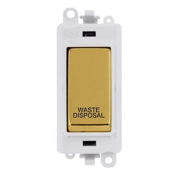 Click GM2018PWBR-WD GridPro Polished Brass 20AX 2 Pole WASTE DISPOSAL Switch Module - White Insert