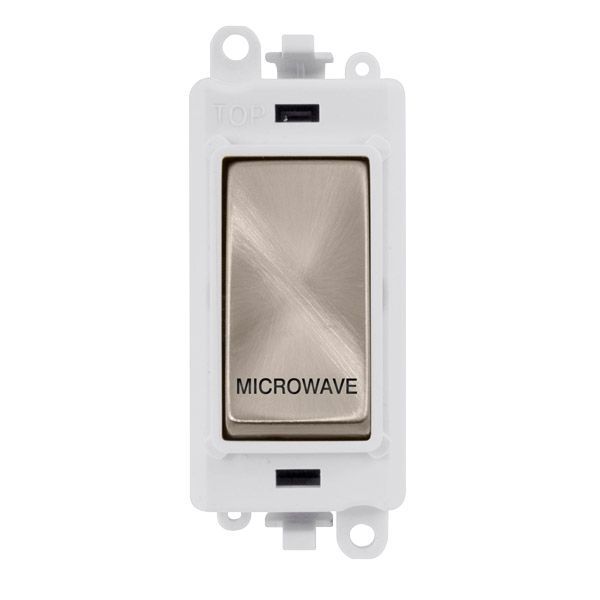 Click GM2018PWBS-MW GridPro Brushed Steel 20AX 2 Pole MICROWAVE Switch Module - White Insert