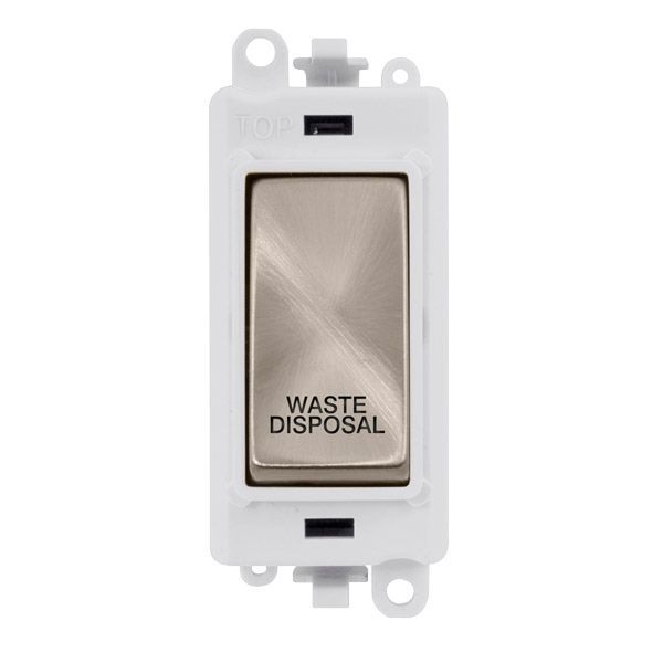 Click GM2018PWBS-WD GridPro Brushed Steel 20AX 2 Pole WASTE DISPOSAL Switch Module - White Insert