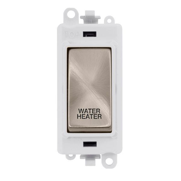 Click GM2018PWBS-WH GridPro Brushed Steel 20AX 2 Pole WATER HEATER Switch Module - White Insert