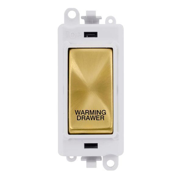 Click GM2018PWSB-WDR GridPro Satin Brass 20AX 2 Pole WARMING DRAWER Switch Module - White Insert