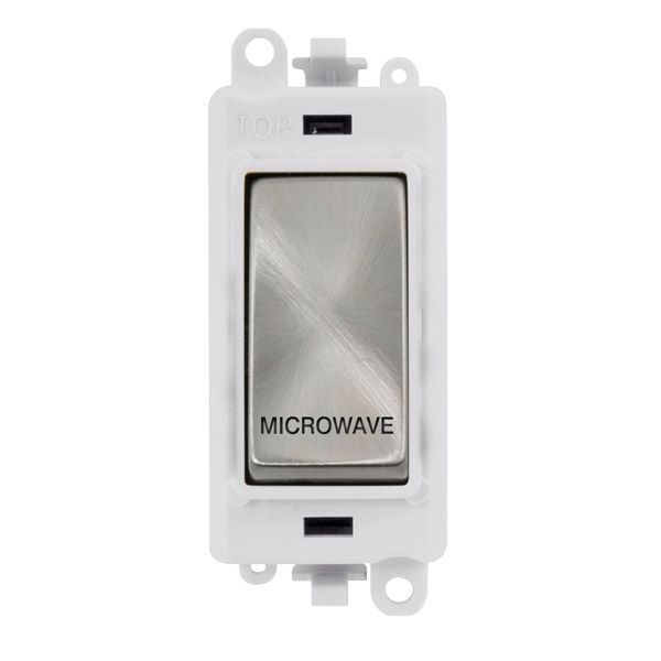 Click GM2018PWSC-MW GridPro Satin Chrome 20AX 2 Pole MICROWAVE Switch Module - White Insert