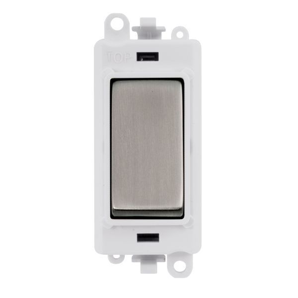 Click GM2018PWSS GridPro Stainless Steel 20AX 2 Pole Switch Module - White Insert