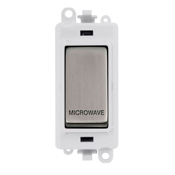 Click GM2018PWSS-MW GridPro Stainless Steel 20AX 2 Pole MICROWAVE Switch Module - White Insert