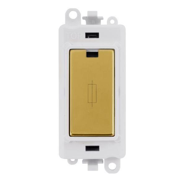 Click GM2047PWBR GridPro Polished Brass 13A Fused Spur Module - White Insert
