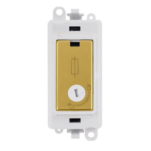 Click GM2047-LPWBR GridPro Polished Brass 13A Lockable Fused Spur Module - White Insert