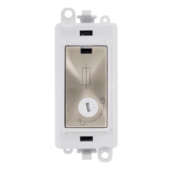Click GM2047-LPWBS GridPro Brushed Steel 13A Lockable Fused Spur Module - White Insert