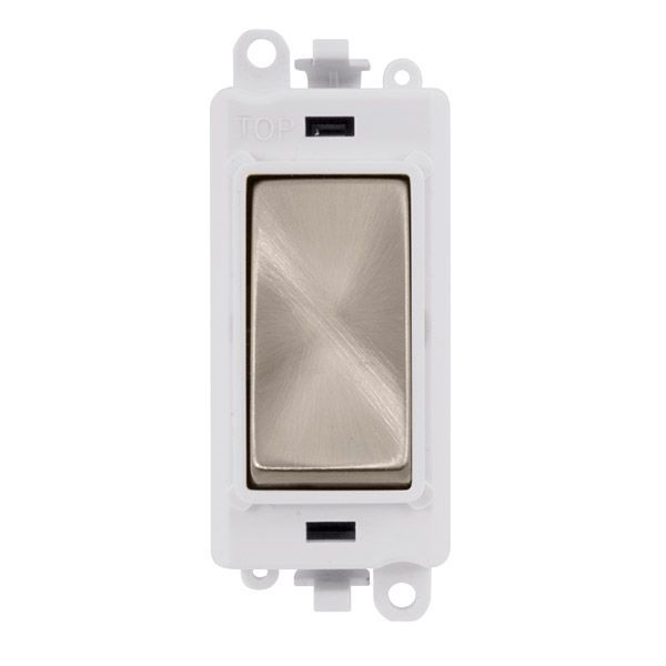 Click GM2070PWBS GridPro Brushed Steel 20AX 3 Position Switch Module - White Insert