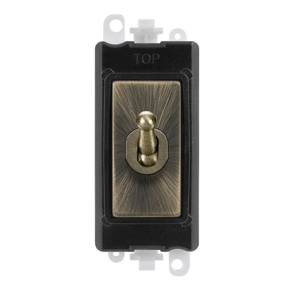Click GM209002BKAB GridPro Antique Brass 20AX 2 Way Toggle Switch Module - Black Insert