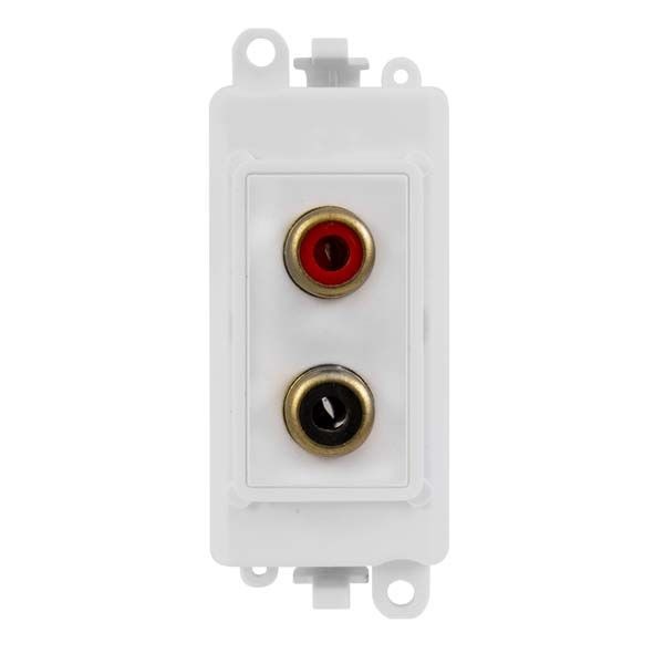 Click GM2490PW GridPro Screw Type 2x RCA Phono Outlet Module - White Insert