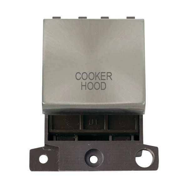 Click MD022BS-CH MiniGrid Brushed Steel Ingot 20A Twin Width 2 Pole COOKER HOOD Switch Module