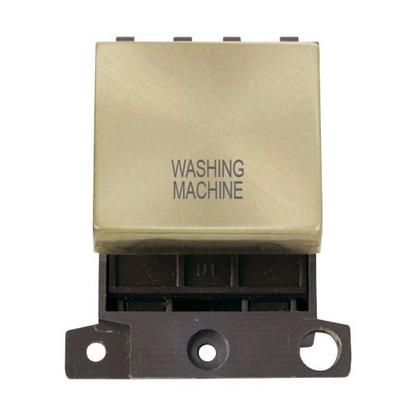 Click MD022SB-WM MiniGrid Satin Brass Ingot 20A Twin Width 2 Pole WASHING MACHINE Switch Module