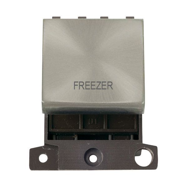 Click MD022SC-FZ MiniGrid Satin Chrome Ingot 20A Twin Width 2 Pole FREEZER Switch Module