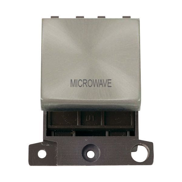 Click MD022SC-MW MiniGrid Satin Chrome Ingot 20A Twin Width 2 Pole MICROWAVE Switch Module