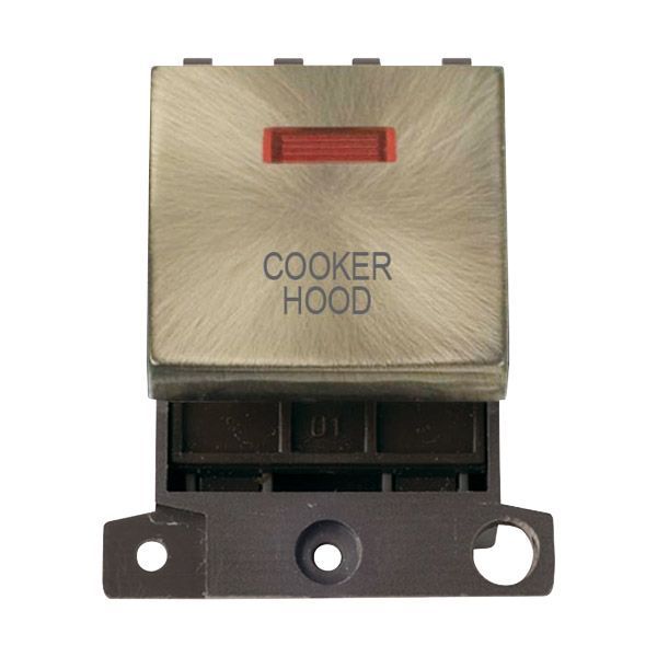 Click MD023AB-CH MiniGrid Antique Brass Ingot 20A Twin Width 2 Pole Neon COOKER HOOD Switch Module