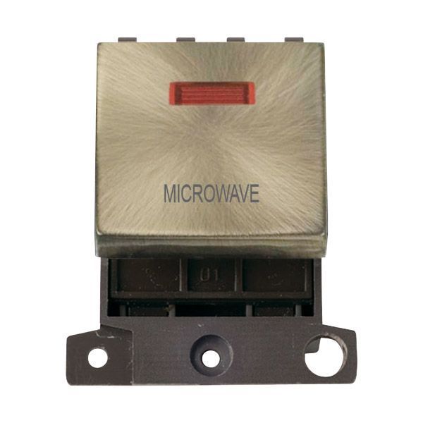 Click MD023AB-MW MiniGrid Antique Brass Ingot 20A Twin Width 2 Pole Neon MICROWAVE Switch Module