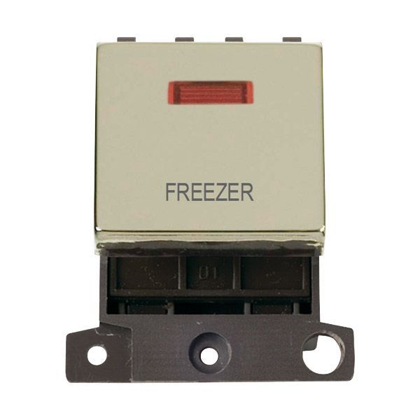 Click MD023BR-FZ MiniGrid Polished Brass Ingot 20A Twin Width 2 Pole Neon FREEZER Switch Module