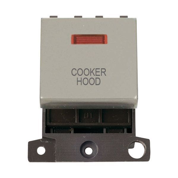 Click MD023PN-CH MiniGrid Pearl Nickel Ingot 20A Twin Width 2 Pole Neon COOKER HOOD Switch Module
