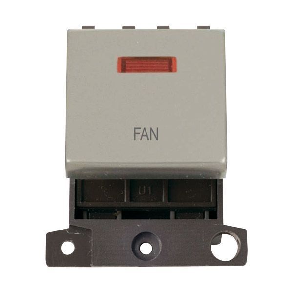 Click MD023PN-FN MiniGrid Pearl Nickel Ingot 20A Twin Width 2 Pole Neon FAN Switch Module